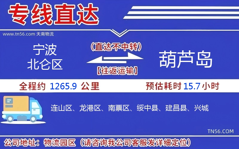 宁波北仑区到葫芦岛物流公司 宁波北仑区到葫芦岛物流公司