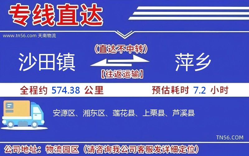 沙田镇到萍乡物流公司
