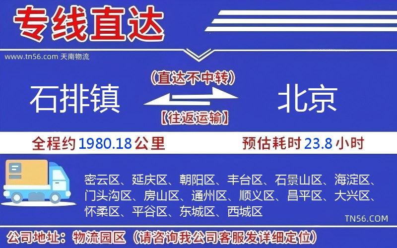 石排镇到北京物流公司