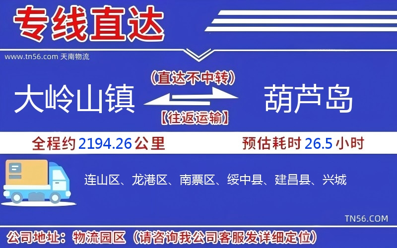 大岭山镇到葫芦岛物流公司 大岭山镇到葫芦岛物流公司