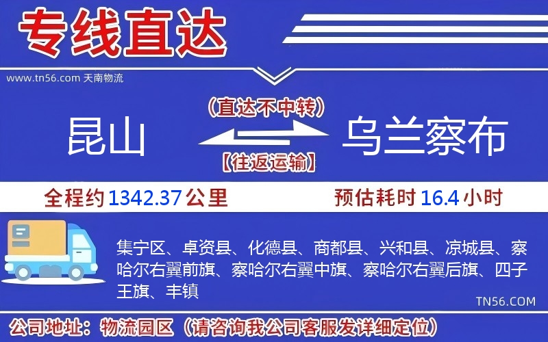 昆山到乌兰察布物流公司
