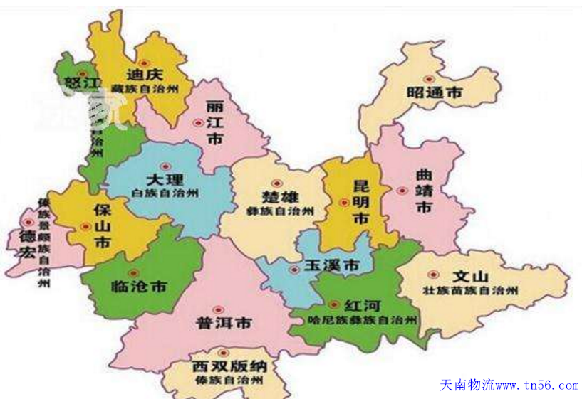 云南省物流运输舆图